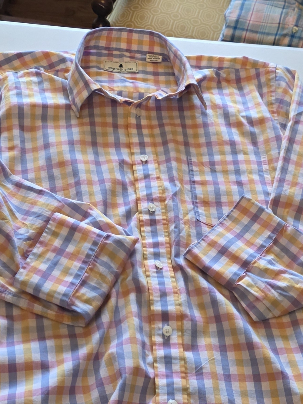 Southern Pines Pastel Plaid Dress Shirt - Yellow, Blue, Pink